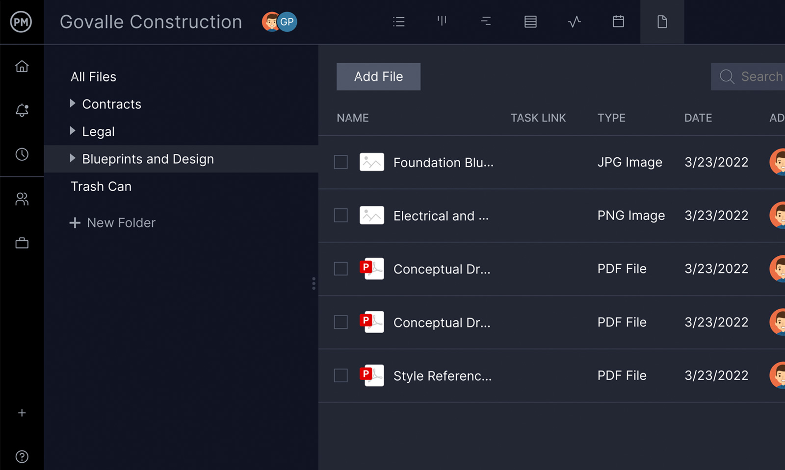 ProjectManager's is a waterfall project management software that facilitates file storage and file sharing for waterfall teams