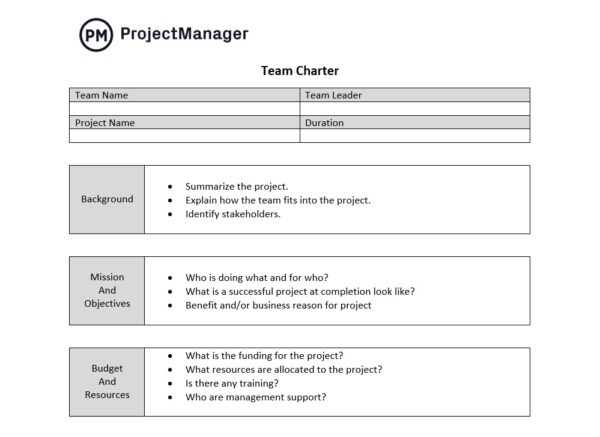 Team charter template